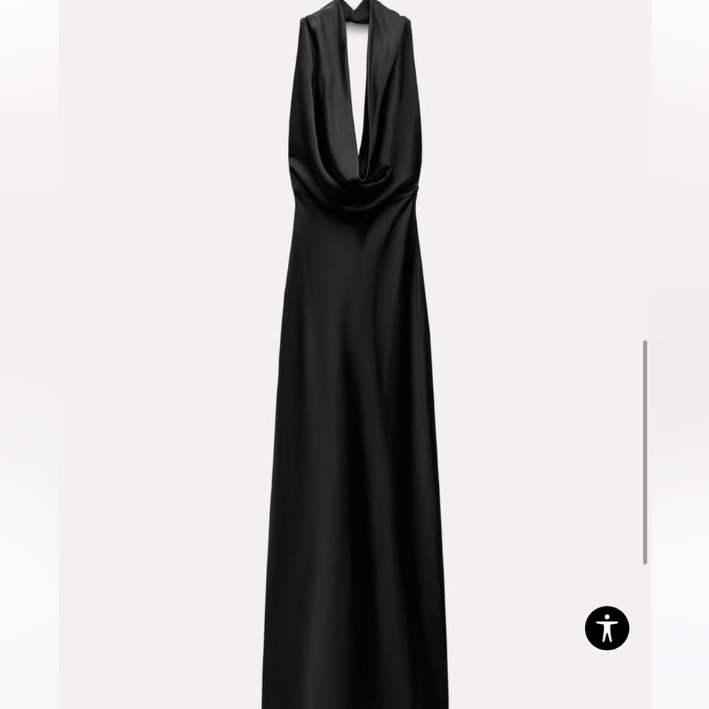 Black satin backless dress